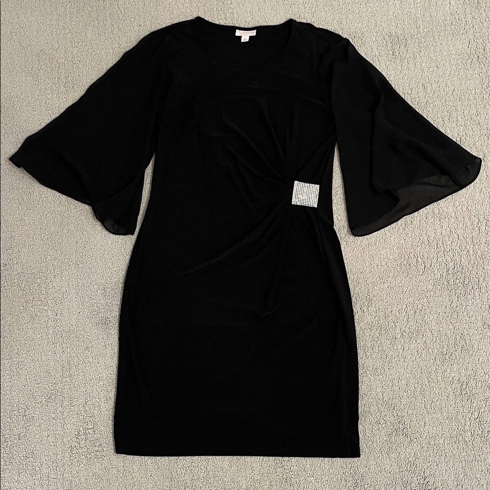 🩷 Elegant Black Evening Dress with Rhinestone Accent